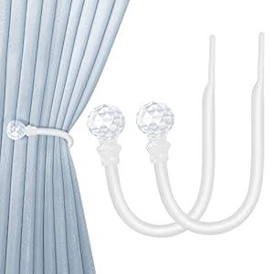 Hion Curtain Holdbacks White 2pcs, Curtain Tiebacks Wall Mounted Curtain Hooks Holders for Drapes