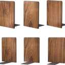 Large Bookend Hold Heavy Books- 7x4x5in 3 Pack Wood Bookends for Heavy Books Heavy Duty Walnut Book Ends for Men Wood Bookends for Office Desk Non-Skid