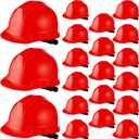 Ramede 20 Pcs 4 Pt. Suspension Hard Hat Bulk Safety Helmets Adjustable Ratchet Hard Hats with Cotton Brow Pad Ratchet Cap Style ABS Construction Hard Hats for Men Women Work Head Protection (Red)