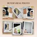 2 x Travel Makeup Mirror with Time & Temperature Display, 2000mAh Rechargeable Battery, 7.5" Portable Foldable Lighted Mirror with 148 Led Lights, 3 Color Lighting Modes, Touch Dimming