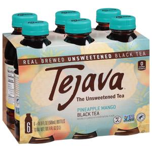 Tejava Pineapple Mango Black Tea, 6 Pack 16.9 oz PET, Unsweetened, Ready-to-Drink Premium Iced Tea (EXP 08/12/26)