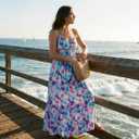 GRACE KARIN Womens Summer Floral Maxi Dresses 2026 Long Flowy Boho Dress Beach Vacation Sundresses Casual Clothes with Pocket (Blue, L)