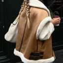 loveimgs Women's Winter Warm Suede Sherpa Leather Vest Jacket Zip Up Sleeveless Lambwool Fur Coat with Pockets, Medium, Brown