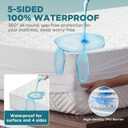 5-Sided Waterproof Mattress Protector, Quilted Bamboo Rayon Mattress Cover, Breathable Cooling Noiseless Bed Fitted Sheets, Soft Bedding Pad with Deep Pocket Up to 18"