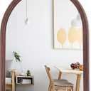 LVMU Arched Farmhouse Wall Mirror Natural Walnut/Oak Elegant Woodgrain Large Vanity Decorative Mirrors 16''x20''/20''x30'' Tempered Glass Bathroom Over Sink, Entryway Living Room (Walnut, 20"L x 16"W)