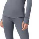 Cuddl Duds Womens Heavyweight Cold Weather Fleece Lined Thermal Set  Long Sleeve Top & Leggings - Winter Lounge Sets (Small, Graphite)