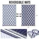 OLANLY Reversible Outdoor Rug 9x12 ft Clearance, Waterproof Outdoor Plastic Straw Rug with Interlacing Pattern, RV Mat for Patio, Camping, Balcony, Deck, Backyard, Navy & White
