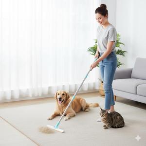 Carpet Rake for Pet Hair Removal Dog Hair Remover Rug Fluffer Tool | 3-Section Dog Hair Remover Broom for Couch, Rug for Matted Carpet, Reusable Tool for Furniture, Stairs & Car Interiors