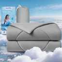 Cooling Comforter Q-Max >0.48, Double-Sided Cooling Blankets for Hot Sleepers, Silky Soft Nylon Spandex Summer Comforter, Cooling Blanket for Night Sweats Bedroom Gray Twin 60"x90"