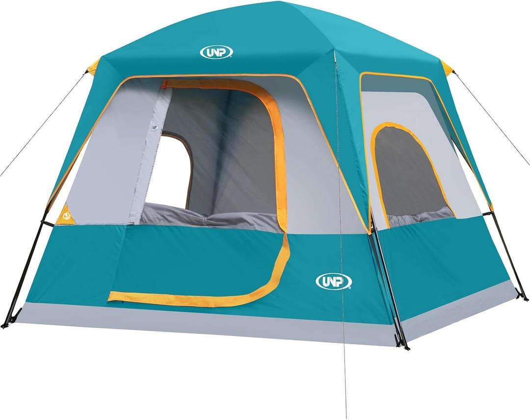 UNP 4 Person Tent, Portable Cabin Tent, Camping Tent 4-Person Easy Set Up, Waterproof with Top Rainfly for Outdoor Camping/Hiking
