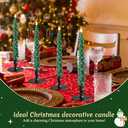 4 Pcs 10 Inch Christmas Tree Candles, Natural Beeswax Christmas Tree Shaped Candles for Xmas Decor, Unscented Christmas Tree Taper Candles for Holiday Decoration, Party, Banquet(Green)