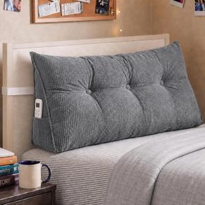 Wesiti Triangular Headboard Wedge Pillow Twin XL Dorm Bed Backrest, Gray