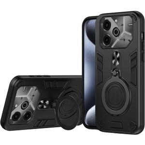 Drop Protection Case Compatible with Tecno Pova 6,Magnetic Kickstand Cover Compatible with Tecno Pova 6 Pro 5G LI9 Case Black