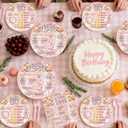 80th Birthday Party Decorations - 96 Pcs Pink Rose Gold Happy 80 Years Old 1946 Paper Party Plates and Napkins Tableware Set Disposable Vintage Cheers Supplies Decor for Women Serves 24 Guests
