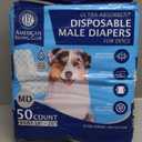 American Kennel Club Male Dog Wrap, Disposable Diapers with Wetness Indicator, Medium, 50 Count (M Waist 18 - 25 in)