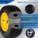 16x6.50-8 Tubeless Tire and Wheel, 4 Ply 16x6.5-8" Lawn Mower Tires with 3/4" Bearings with Extra 5/8" Bearings and 1" Bushings, 3"-5.8" Offset Hub, Fit Riding Mower and Garden Tractor Front Wheels