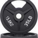 Signature Fitness Standard 1-Inch Cast Iron Plate Weight Plate for Strength Training and Weightlifting