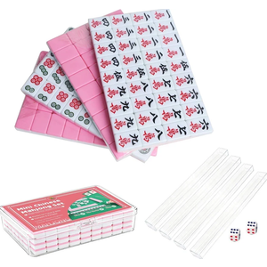 Portable Mahjong Set - 144 Pcs Cute Pink Tiles For Travel 
