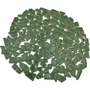 200g Ceramic Mosaic Tiles for Crafts,Irregular Stained Ceramic 0.2"x0.8" Porcelain Mosaic Tiles for Home Decoration (Green)