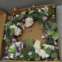 22 Inches Summer Wreaths for Front Door Spring Flower Wreath Farmhouse Spring Floral Wreaths Country Summer Door Wreath with Phalaenopsis Orchid Hydrangea Sunflower for Window Wall Porch Decoration (White Blue 2)