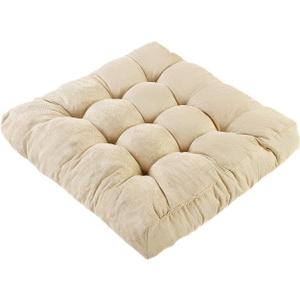 Meditation Floor Cushions, Thickened Floor Pillow for Adults, Large Square Pillows Seat Cushion for Tatami Living Room Yoga, Memory Sponge Block Added, 22x22 Inch, Beige (Set of 1)