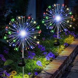 2 Pack Solar Firework Lights, 120LED Bendable Copper Wire, 2PC