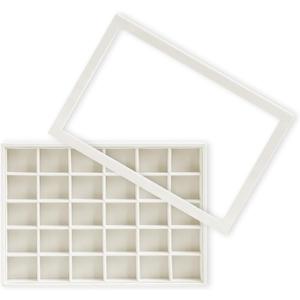 Wudygirl Jewelry Organizer Stackable Jewelry Tray for Drawer Velvet Earring Holder Organizer with Lid Dust-proof Earring Case Ring Storage for Women Drawer Inserts 30 Grid (Beige) (1 Pcs+Lid)