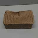 FEIALNDUO Wicker Shelf Baskets with Lid,Seagrass Storage Basket Bins Rectangular Handwoven Basket Boxes for Shelves Desktop Home Organizer (Coffee, Small)