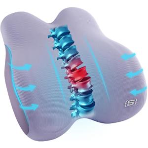 Skechers Women’s Lumbar Pillow,Memory Foam Lumbar Support Pillow for Office,Chair Lower Back Pain Relief Lumbar Pillow,Ergonomic Design Back Support Pillow for Office Chair,Car,Home,Travel,Purple
