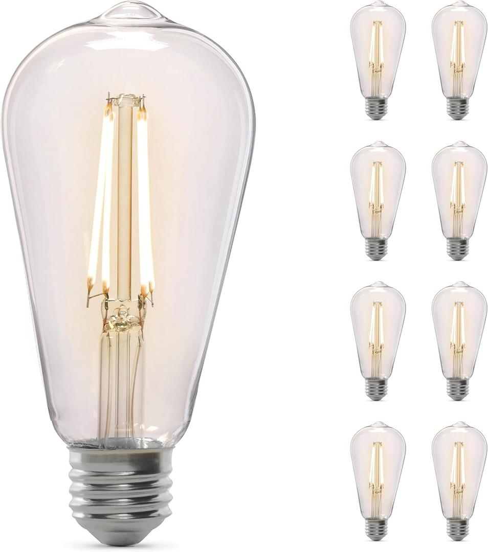 Feit Electric Vintage Exposed Filament Clear Glass LED ST19 with a Medium E26 Base Light Bulb - 60W Equivalent - 10 Year Life - 400 Lumen - 2100K Soft White - Dimmable | Original Vintage