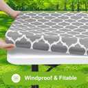 Smiry Square Picnic Table Cover, Waterproof Elastic Fitted Camping Tablecloths, Wipeable Flannel Backed Vinyl Tablecloth Protector for Indoor, Outdoor (Grey, 36x36 Inches)