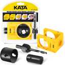 KATA 1-3/8" - 1-3/4" Door Lock Installation Kit with Large Chip-Clearance Slots, Door Lock Hole Saw for Deadbolts and Locksets for Wooden Doors with Guide Template, Carbon Steel (Black)