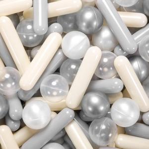 Ball Pit Balls and Strips for Ball Pits, 50 200 500pcs Cute Plastic Star Toy Balls for Kids, Baby Toddler 1-3 Birthday, Bounce House, Play Tent, Baby Pool Water Toys, Party (Gray Beige White)