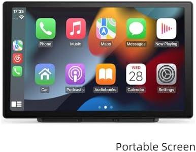 Wireless Carplay with 4K Dash Cam, 9" Portable Carplay Screen for Car, Apple Carplay & Android Auto Car Satellite Radio with 1080P Backup Camera, GPS Navigation/Mirror Link/Voice Control/Bluetooth