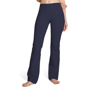Houmous S-XXXL 29''31''33''35'' Inseam Women's Cotton Bootcut Pants Inner Pocket (Blue)
