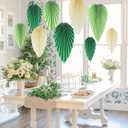 Hanging Paper Fans Paper Leaves Green Decoration for Spring Safari Jungle Birthday Baby Shower Wedding Party Backdrop Decorations Playroom Classroom Bulletin Board Wall Ceiling Decorations