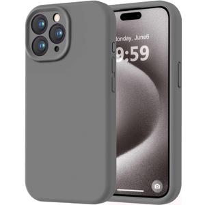 LOVE 3000 Designed for iPhone 15 Pro Case, Premium Silicone with [Soft Anti-Scratch Microfiber Lining] Shockproof Protective Phone Case for Men Women Girls 6.1", Dark Grey