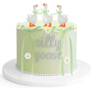 Chunful 28 Pcs Green One Silly Goose Birthday Cake Topper Silicone Silly Goose Decor 1st Birthday Toppers Party Supplies