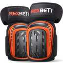 REXBETI Knee Pads for Work, Construction Knee Pads for Men, Heavy Duty Comfortable Anti-slip Foam Gel Knee Pads for Gardening Flooring and Cleaning, Strong Stretchable Straps, Orange, One Size
