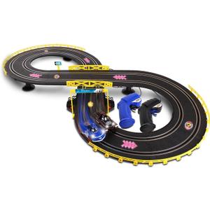 NKOK Sonic and Shadow Race Track Set with Working Lights, Lap Counter, Figure-8 Slot Car Track, Brown Box Packaging