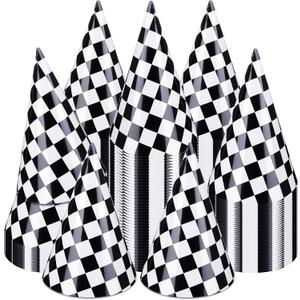 Teling 30 Pieces Birthday Party Hats Car/Cow Themed Paper Cone Hat Birthday Party Supplies Decorations for Kids (Race Car)
