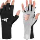 KastKing Ultimate Angler Fingerless SPF Sun Gloves, UPF50+ Sun Protection Fishing Gloves, Hydrocool Technology, Open Palm Design, Extended Cuff UV Protection Gloves for Fishing, Hiking, and Cycling (Small-Medium, Master Collection)