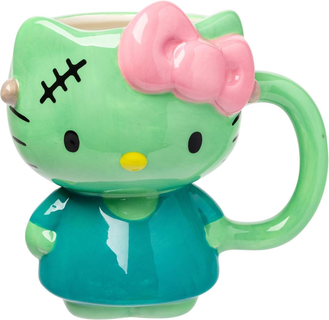 Silver Buffalo Sanrio Hello Kitty Frankenstein Halloween Costume 3D Sculpted Ceramic Mug, 20 Ounces
