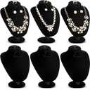 Marsui 5 Pcs Black Velvet Necklace Display Stand Bust Jewelry Mannequin Jewelry Display for Vendors with Earrings Holder Ring for Selling Home Store Show Trade