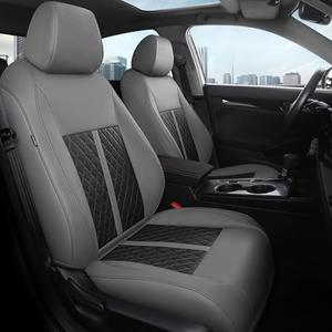 RIDEPOSH for Honda Civic Leather Seat Covers, Sedan EX 2022-2026, Sport 2025 2026, Custom Fit Car Seat Cover Full Set, Waterproof Accessories, Gray Black (60/40 Split Benches-with Rear Armrest)