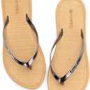 Ampeo Flip Flops For Women Comfortable Lightweight Beach Quick-Dry Thong Flat Sandals, Metallic Brown, Size 9