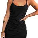 Acelitt Summer Dresses for Women 2025 Casual Spaghetti Strap Wrap Mini Dress Beach Sundress M
