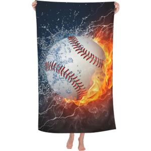 Baseball Sport Cool Ball Beach Towel Large Soft Absorbent Microfiber Quick Dry Oversized Bath Towels For Bathroom Men Boys Pool Camping Travel Swimming Picnic Sports