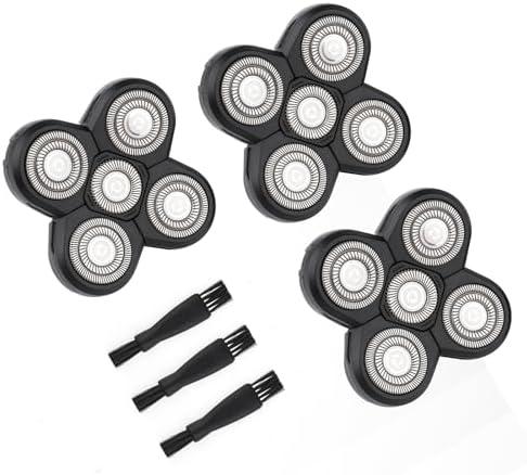 Freedom Universal 3PCS 5 Blades Shaver Replacement Heads Compatible with Freebird Freedom Bird and More 5 Blades Shaver Replacement Heads with Easy Clean Brush