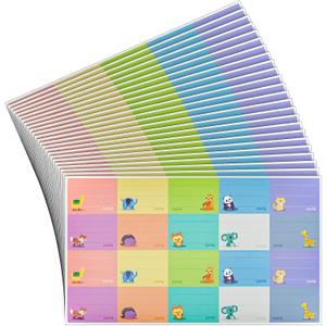 500-Pack Self-Adhesive Baby Bottle Labels for Daycare, Writable Stickers for Baby Food, Breastmilk, 10 Animal Designs (1.5x1 in)
